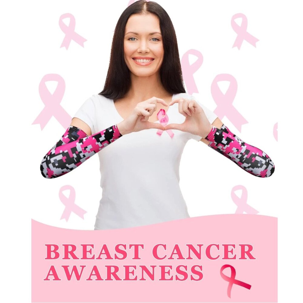 Breast Cancer Awareness Sleeves Pink Ribbon Arm Sleeves